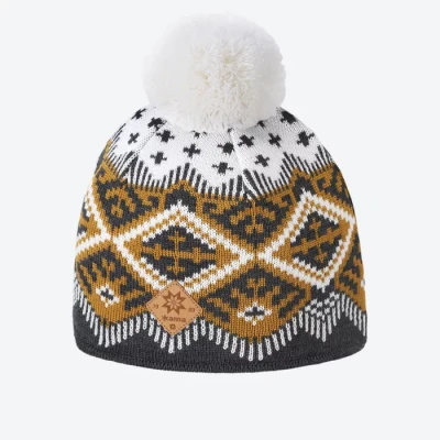 Czapka damska KAMA A186 111 wełna merino i pompon kol. grafit roz. Uni