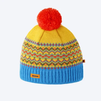 Czapka zimowa KAMA A191 102 z wełną merino i pomponem – żółta