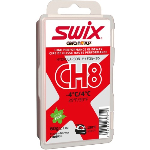 Parafina smar ślizgowy CH8 SWIX, czerwony, zakres temp 1º/-4ºC, 60g