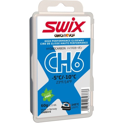 Parafina, smar ślizgowy CH6 SWIX, niebieski, zakres temp -6ºdo-12ºC, 60 g